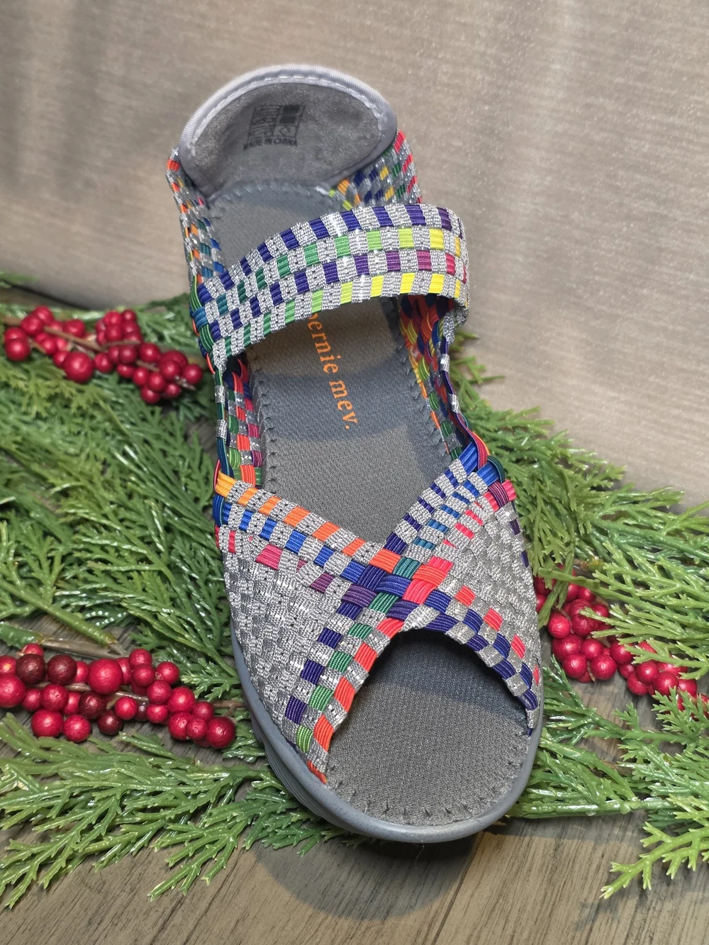 bernie mev. Women's Hallie Wedges in Pewter Multi